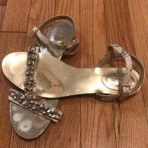 Anne Taylor diamond studded and snakeskin sandals